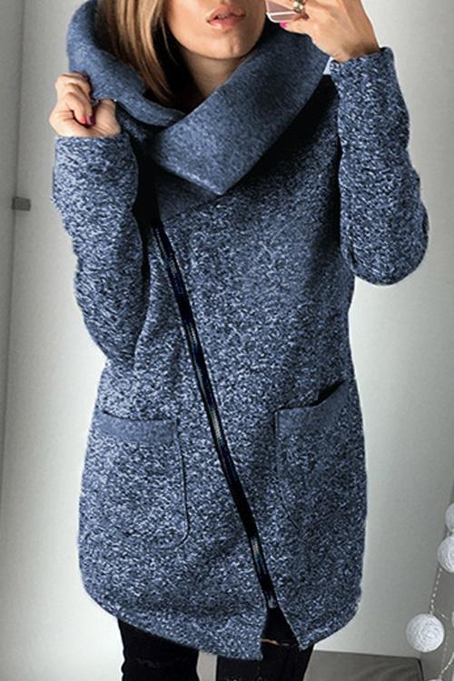 Casual Side Zip Coat Jacket Coat-Pinkami