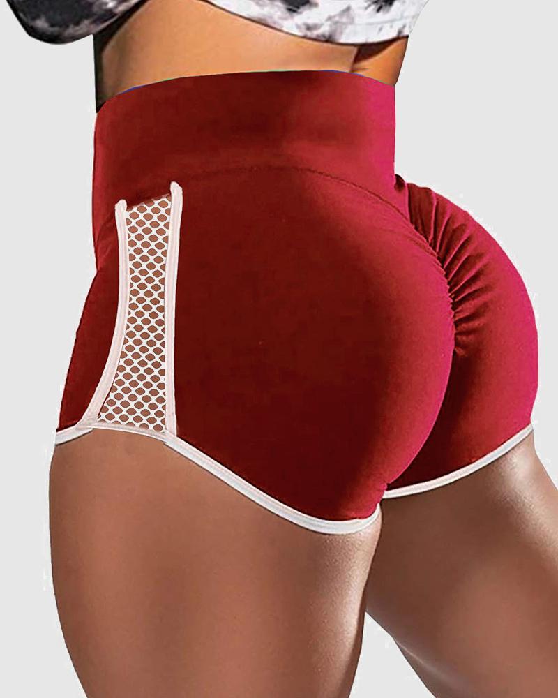 Hollow Out Side Scrunch Butt Sports Shorts-Pinkami