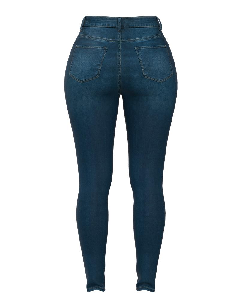 Women Elastic High Waist Butt Lifting Jeans-Pinkami