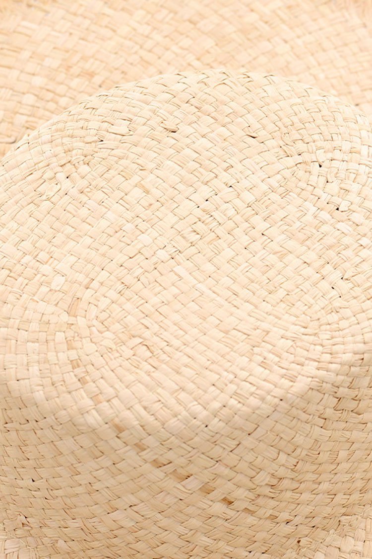 Frayed Stripe Strap Beach Straw Sun Hat-Pinkami