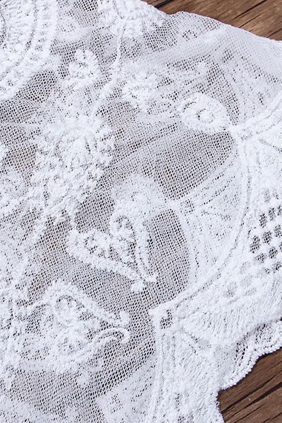 Scalloped Edge Sheer Lace Crochet Maxi Kaftan Boho Cover Up-Pinkami