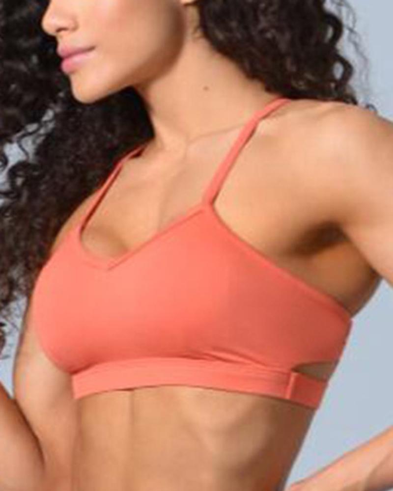Ring Linked Cut Out Sports Bra-Pinkami