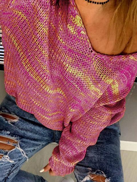 Casual Loose Deep V-neck Sweater-Pinkami
