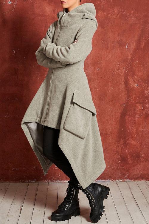 Fashion Irregular Windbreaker Jacket-Pinkami