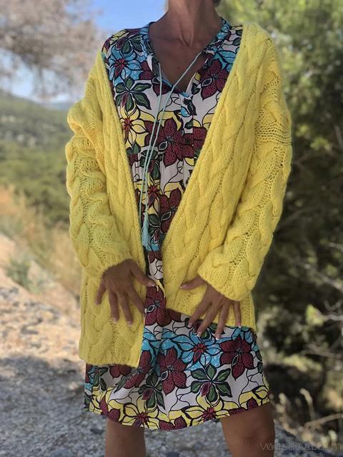 Twist Knitted Cardigan Sweater Coat-Pinkami