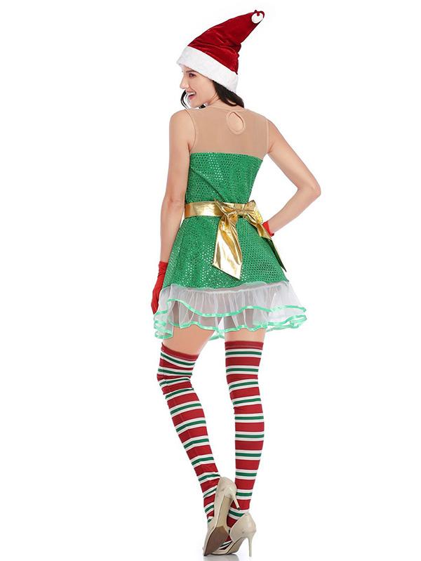 Womens Elf Costume Dress For Christmas-Pinkami