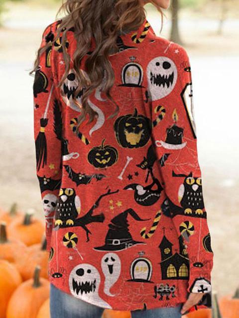 Halloween Pumpkin Soul Print Cardigan-Pinkami