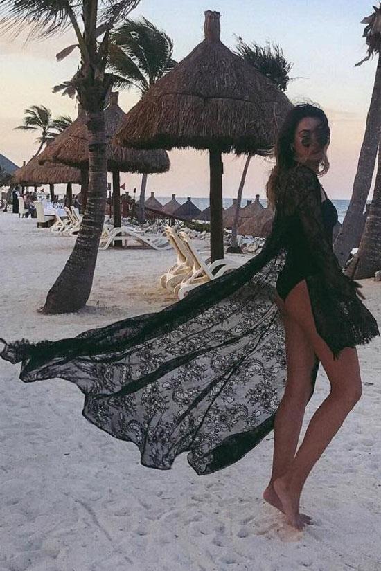 Fairytale Lace Long Sleeve Maxi Sheer Cover Up-Pinkami