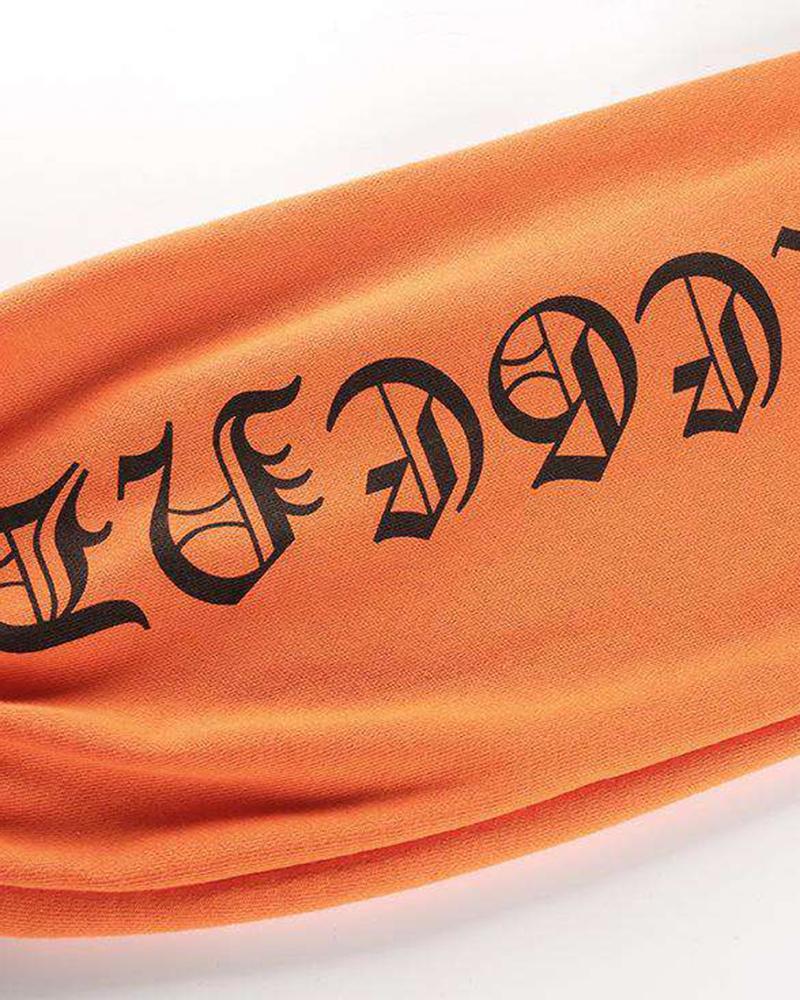 Colorblock & Letter Print Drawstring Waist Pocket Detail Joggers For Women-Pinkami