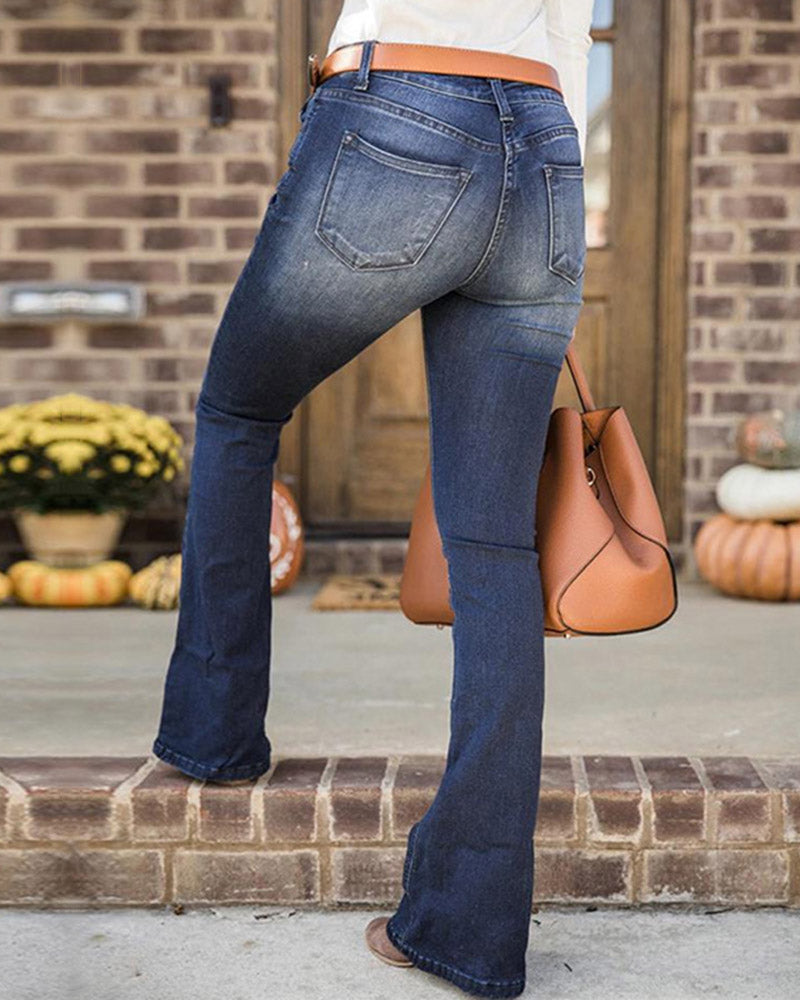 90s Vintage Low Waist Flare Jeans-Pinkami