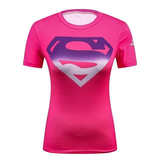 Fitness compression T-shirt - Supergirl Pink-Pinkami
