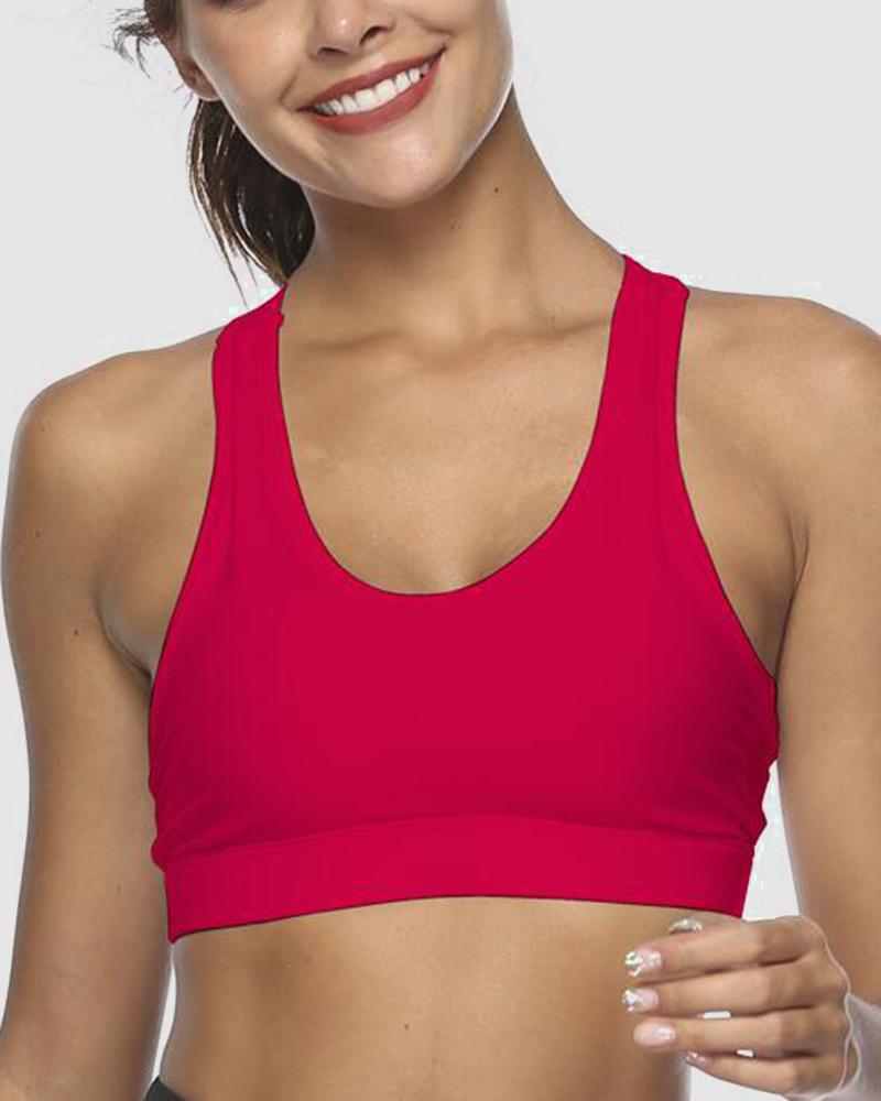 Pocket Decor Cutout Racerback Sports Bra-Pinkami