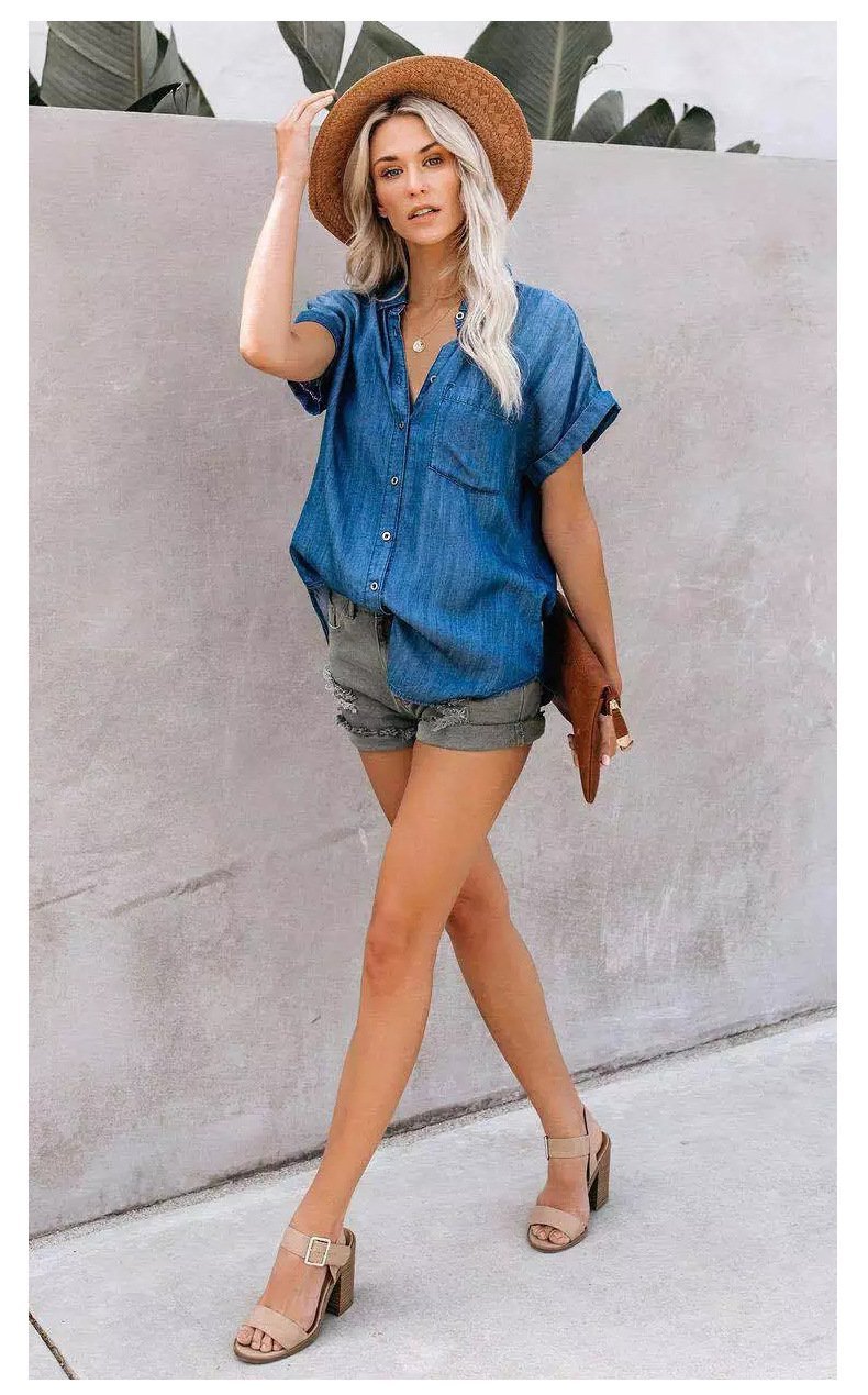 Red Chiffon Floral Print V Neck Half Bow Tie Loose Blouse-Pinkami