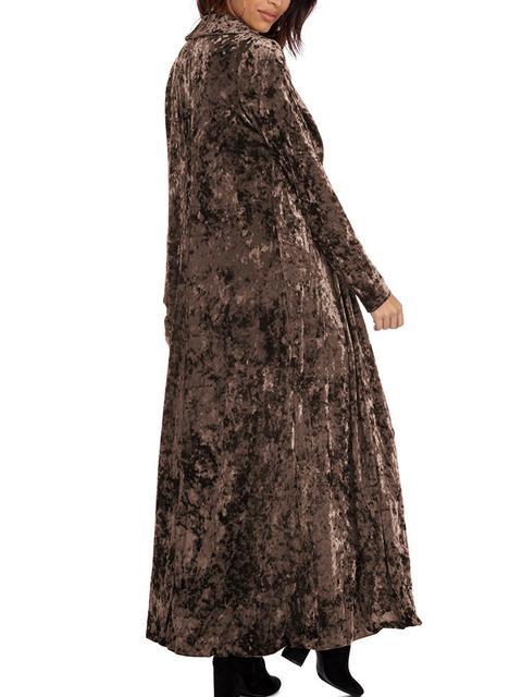Solid Color Velvet Long Sleeved Long Cardigan-Pinkami