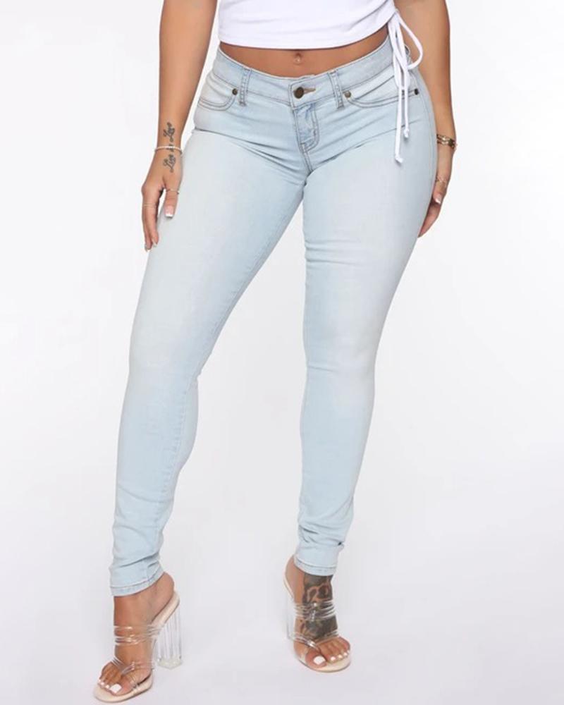 Women Elastic Low Waist Butt Lifting Jeans-Pinkami