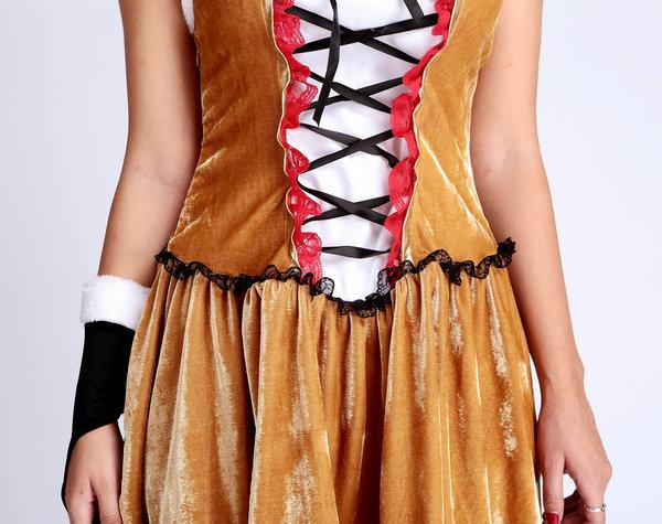 Women Sexy Lace Up Tube Christmas Reindeer Costume-Pinkami
