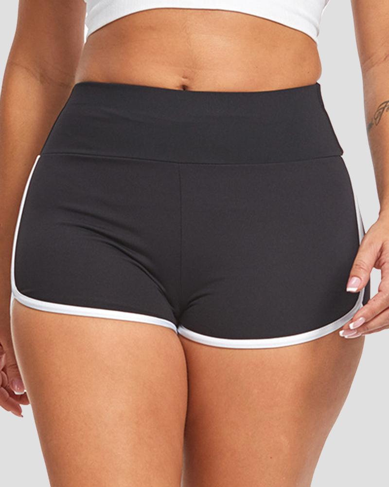 Contrast Binding Scrunch Butt Sports Shorts-Pinkami