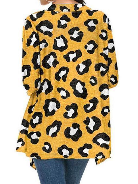 3/4 Sleeve Leopard Print Cardigan-Pinkami