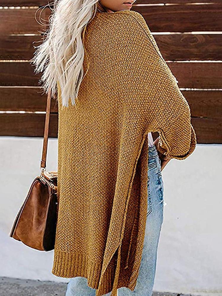 Loose Bat-sleeve Solid Color Cardigan-Pinkami