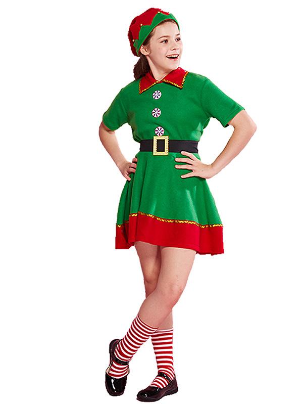 Girls Christmas Elf Costume-Pinkami