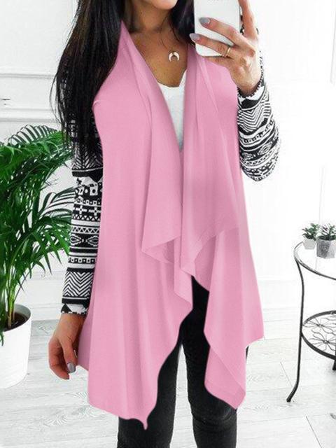 Long Printed Sleeve Casual Cardigan-Pinkami