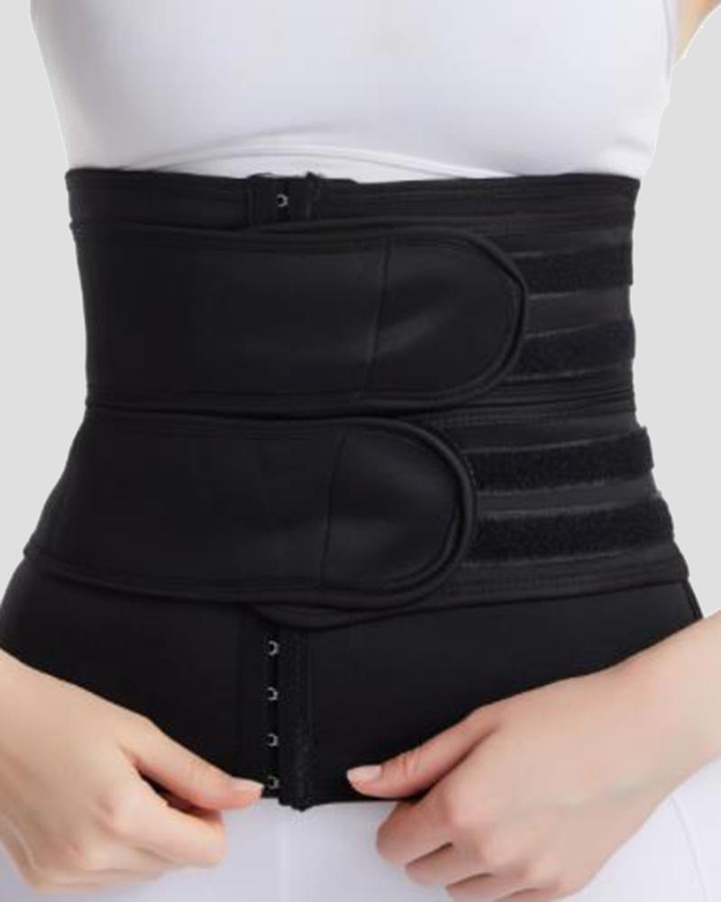 Colorblock Steel Bone Double Velcro Closures Body Shaper Wrap Corset-Pinkami