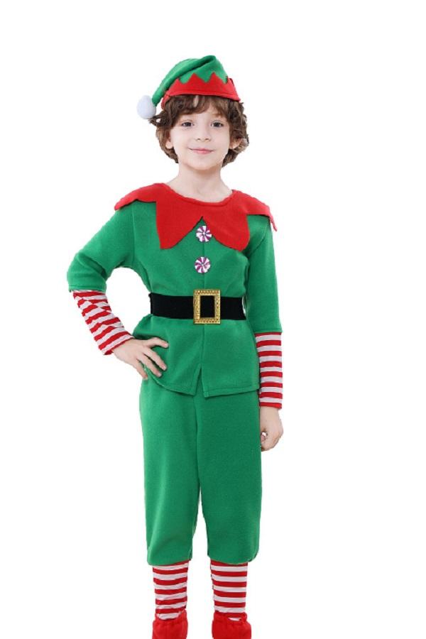 Kids Elf Costume Cute Christmas Outfit for Boys and Grils-Pinkami
