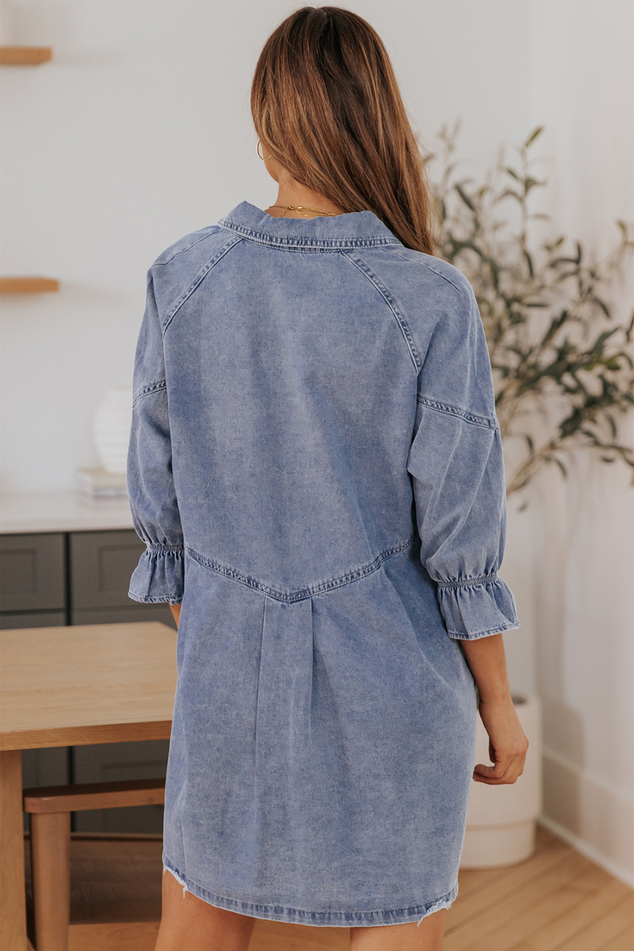 SKY BLUE STRIPED BUTTON UP MINI DRESS