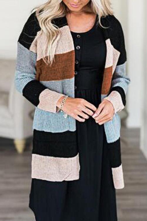 Striped Sweater Bag Multicolor Cardigan-Pinkami