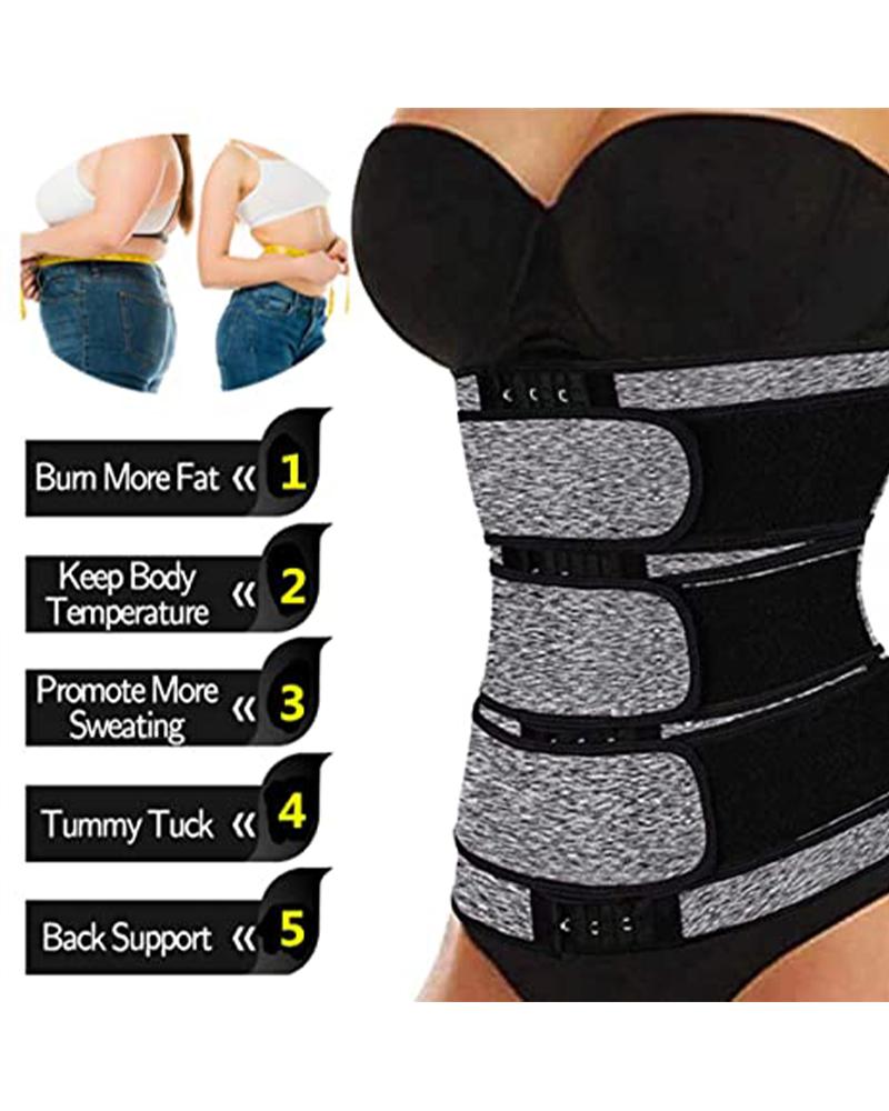 Triple Velcro Closures Trimmer Belt Waist Body Shaper Wrap Trainer-Pinkami