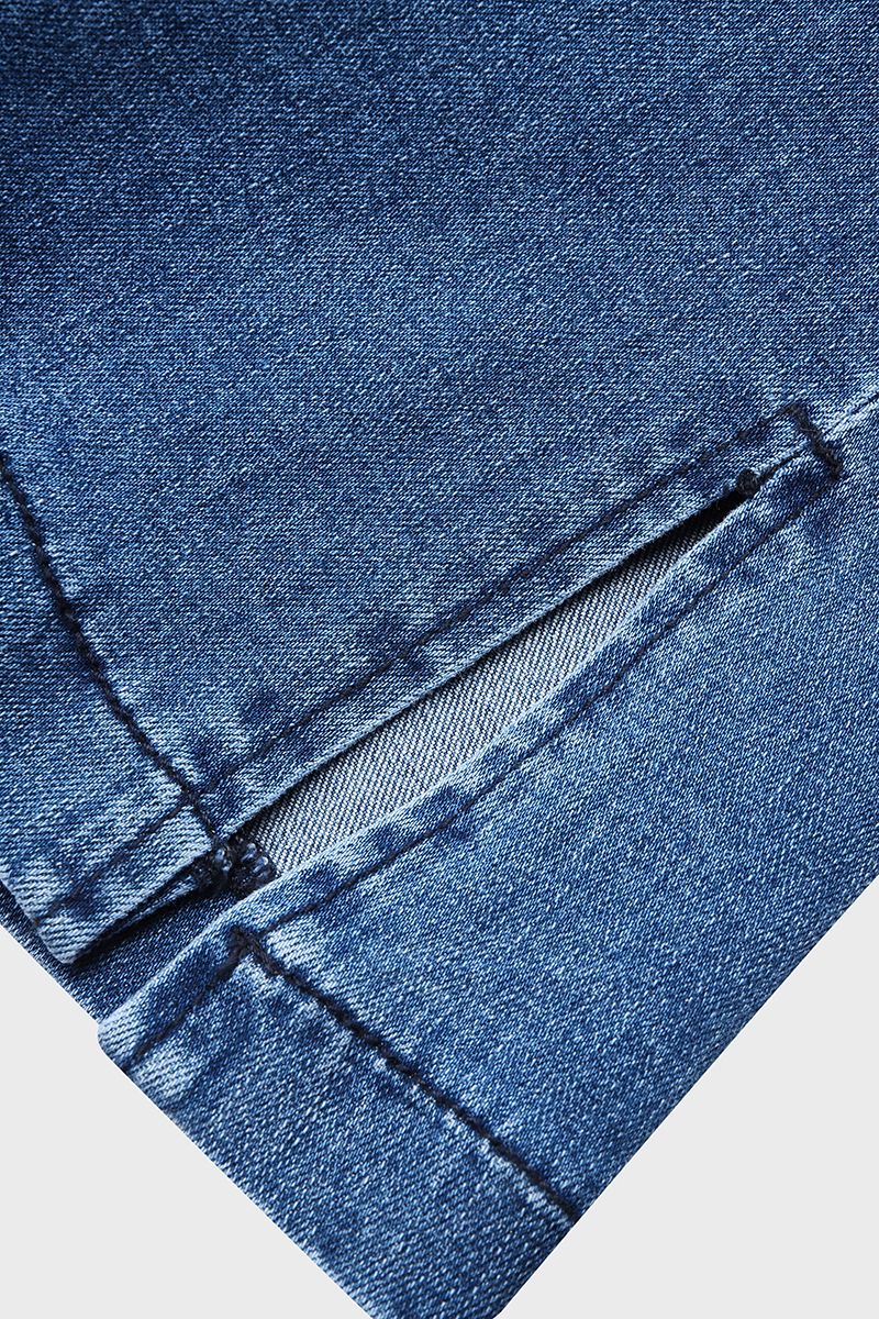 Split Hem Ripped Pocket Detail High Waist Flare Jeans-Pinkami