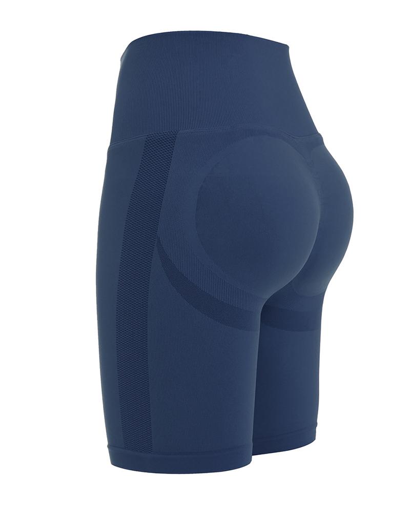 Space Dye Textured Seamless Butt Lifting Sports Shorts-Pinkami