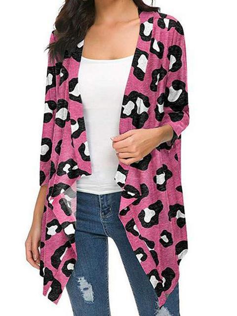 3/4 Sleeve Leopard Print Cardigan-Pinkami