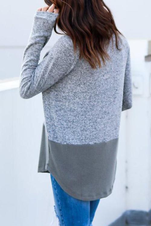 Hooded Collar Patchwork Pullovers-Pinkami