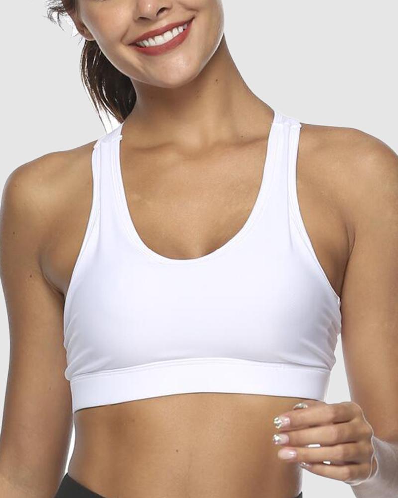 Pocket Decor Cutout Racerback Sports Bra-Pinkami