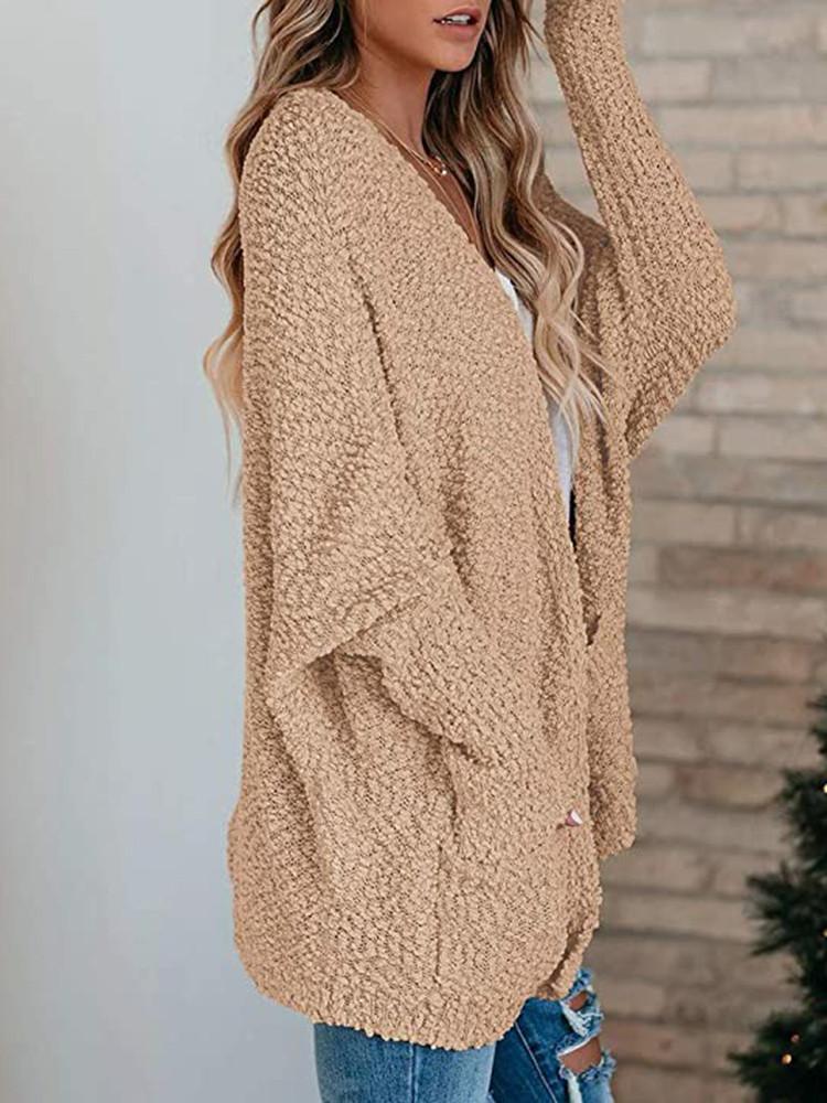 Double Pocket Toothbrush Yarn Cardigan-Pinkami