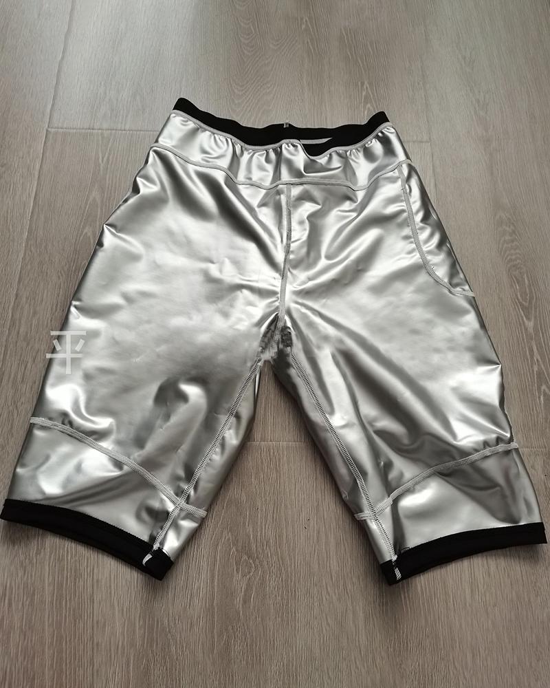 Contrast Binding Wide Waist Band Pocket Side Butt Lifting Sports Shorts-Pinkami