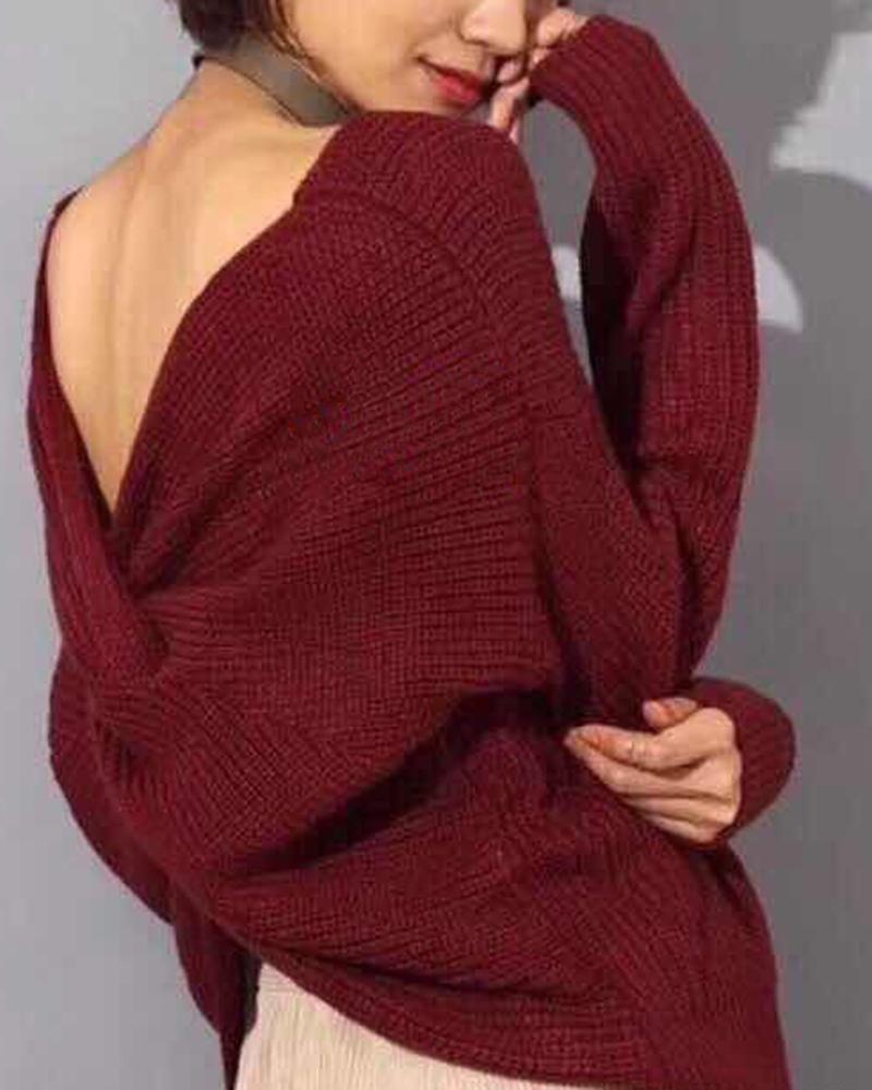 Chunky Knit Twist Drop Shoulder Sweater-Pinkami