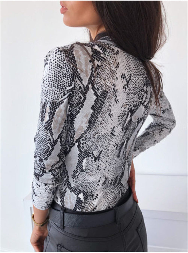 Leopard V Neck Long Sleeve Bodysuit