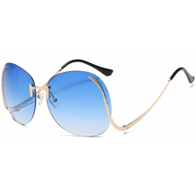 Oversized Rimless Pilot Round Sunglasses