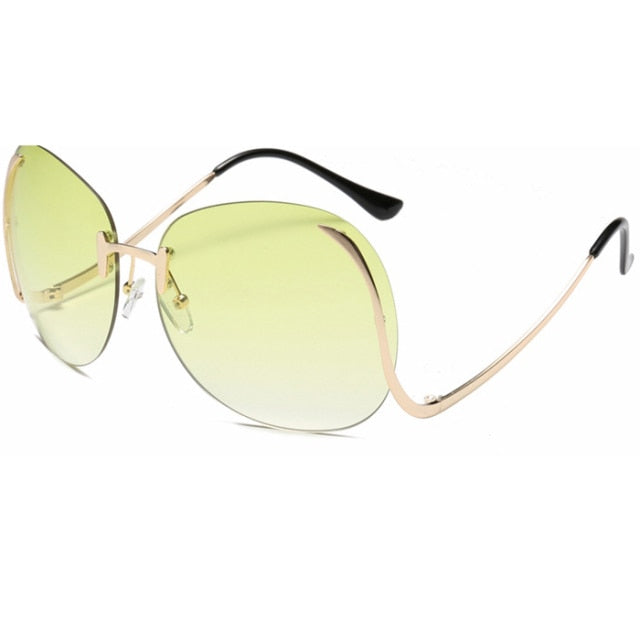 Oversized Rimless Pilot Round Sunglasses