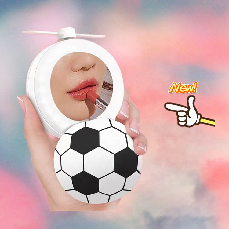 Mini Football Shapes LED Beauty Mirror Fan