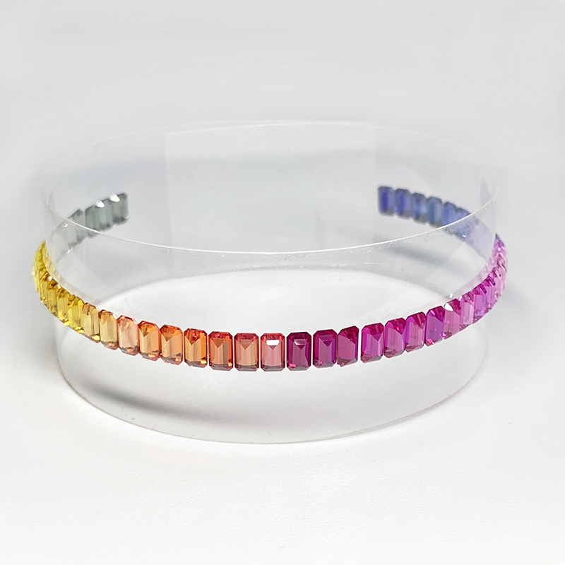 5x3mm Baguettes cut created Rainbow Sapphires [Set for Sale] Eternity Top Quality Perfect Color combination