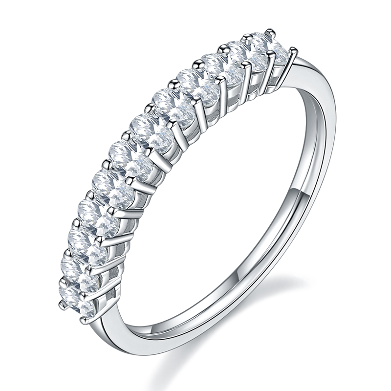 Oval Cut Onedia® Moissanite Shared Prong Eternity Band in Sterling Silver