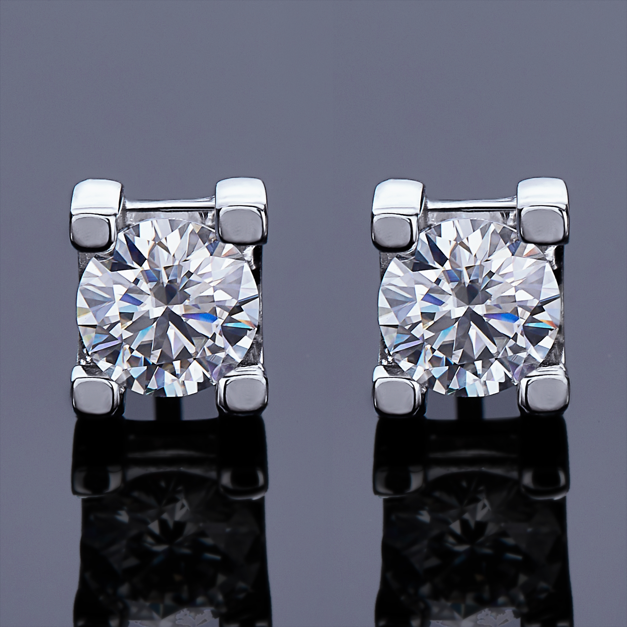 Solitaire Design Onedia® Classic Moissanite Stud Earring in 925 Sterling Silver