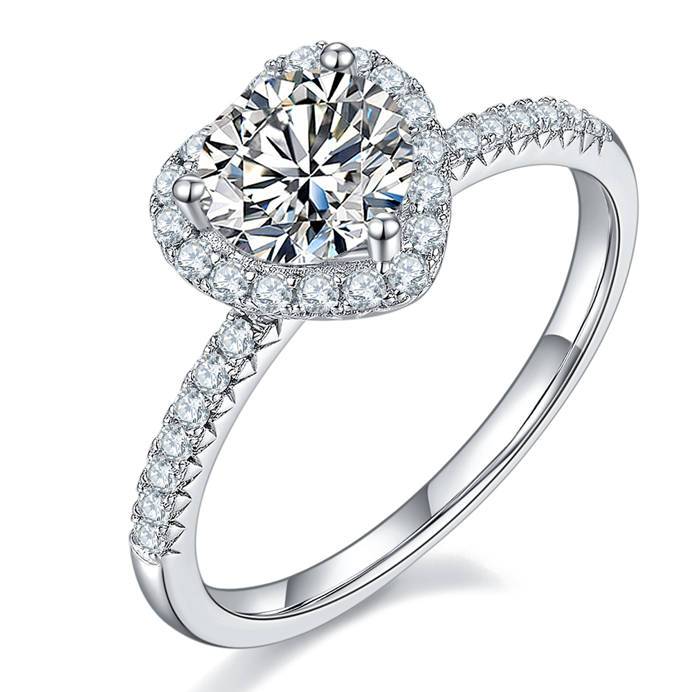 Forever-1.0ct DEF Round Moissanite Engagement with Side Accents Ring