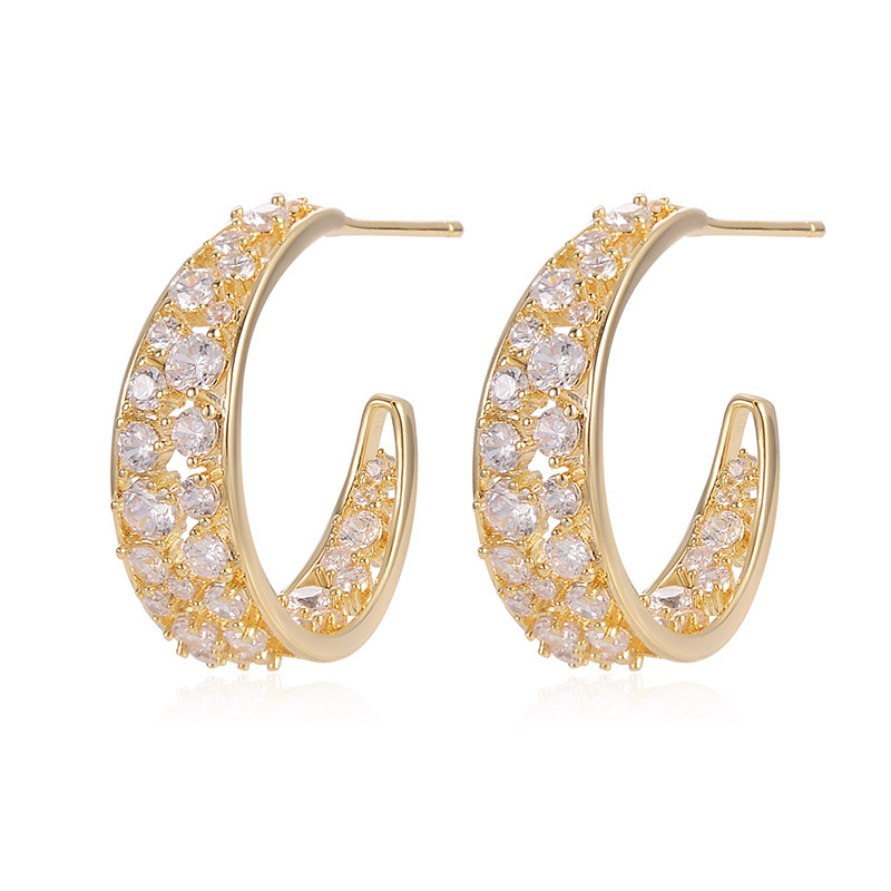 Diamond Crescent Hoop Earrings
