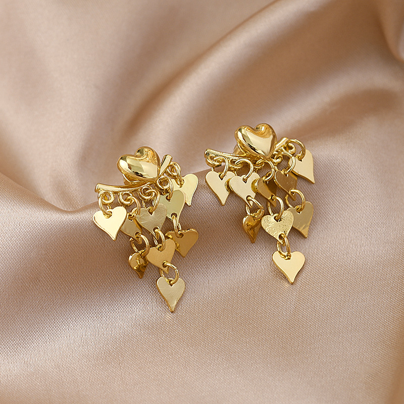 Fashion Heart Tassel Earrings