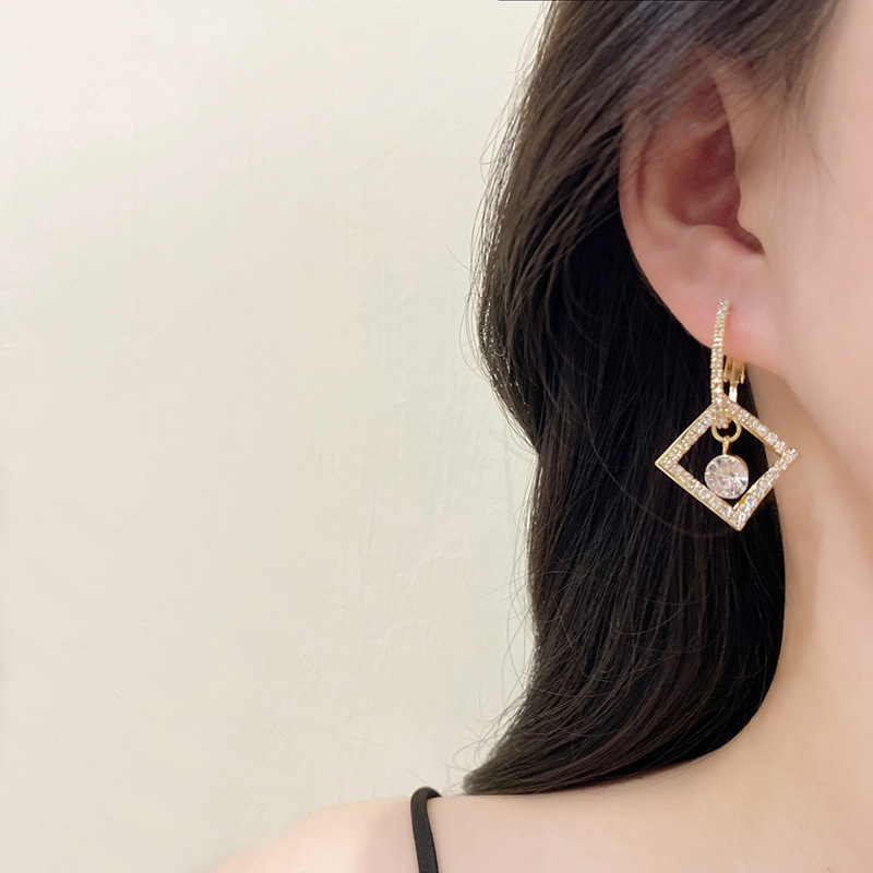 Geometric Tassel Diamond Earrings (Two Ways to Wear)