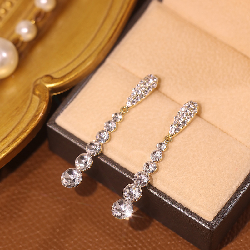 Sparkling Diamond Tassel Drop Earrings